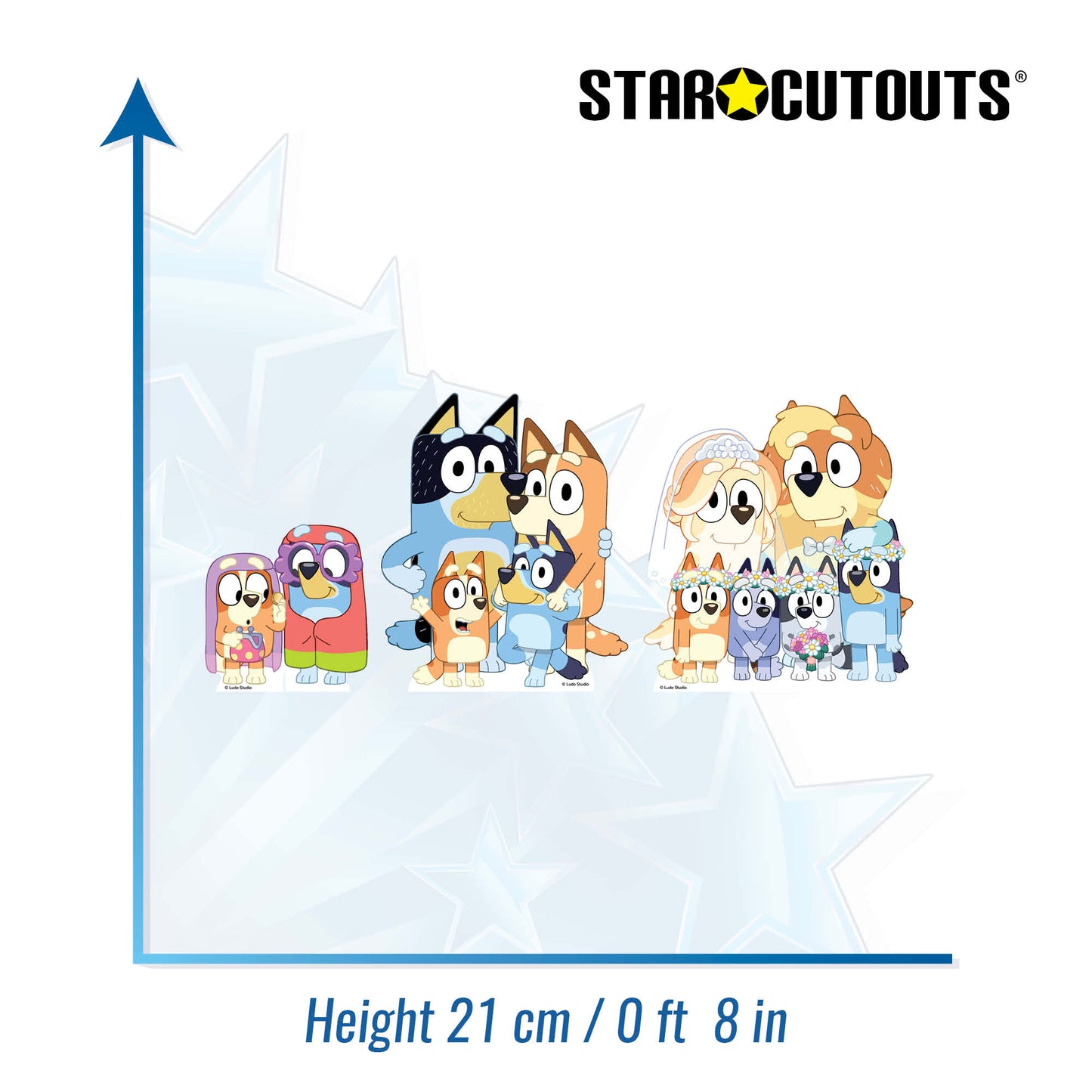 SC4766 Bluey & Bingo, Grannies, Heeler Family & Bluey Family Wedding Shelf Top Pack Cardboard Cutouts Height 21cm