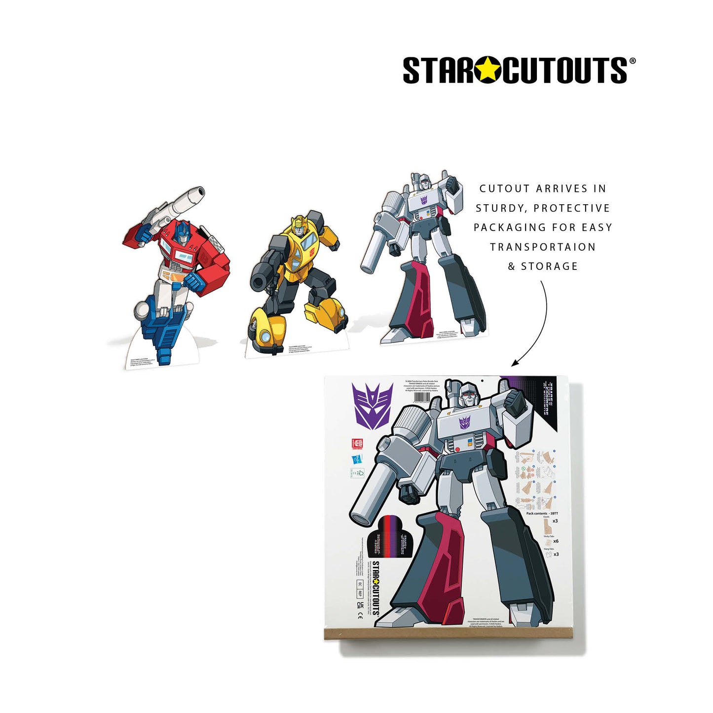 SC4884 Transformers Retro Bundle Pack Party Favour Birthday Room Decoration Eight Cardboard Cutouts Max Height 63cm