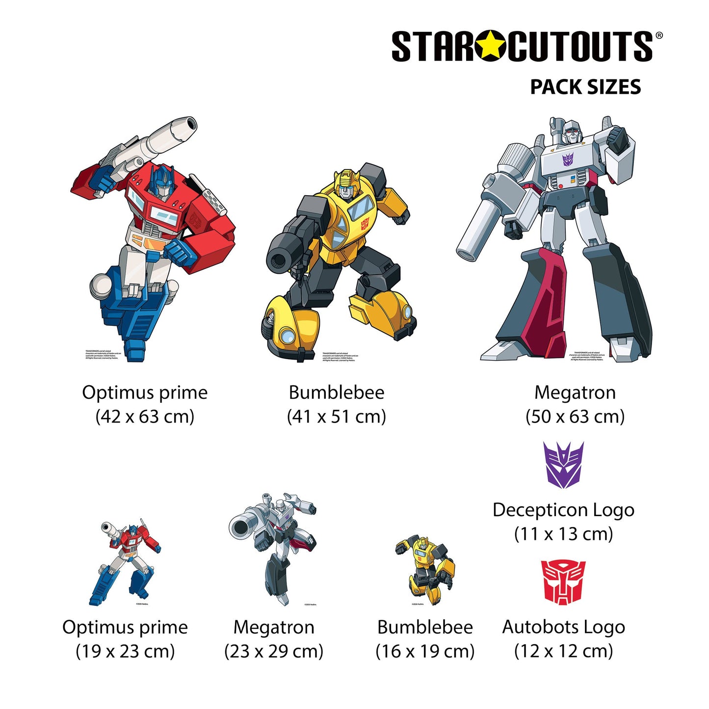 SC4884 Transformers Retro Bundle Pack Party Favour Birthday Room Decoration Eight Cardboard Cutouts Max Height 63cm