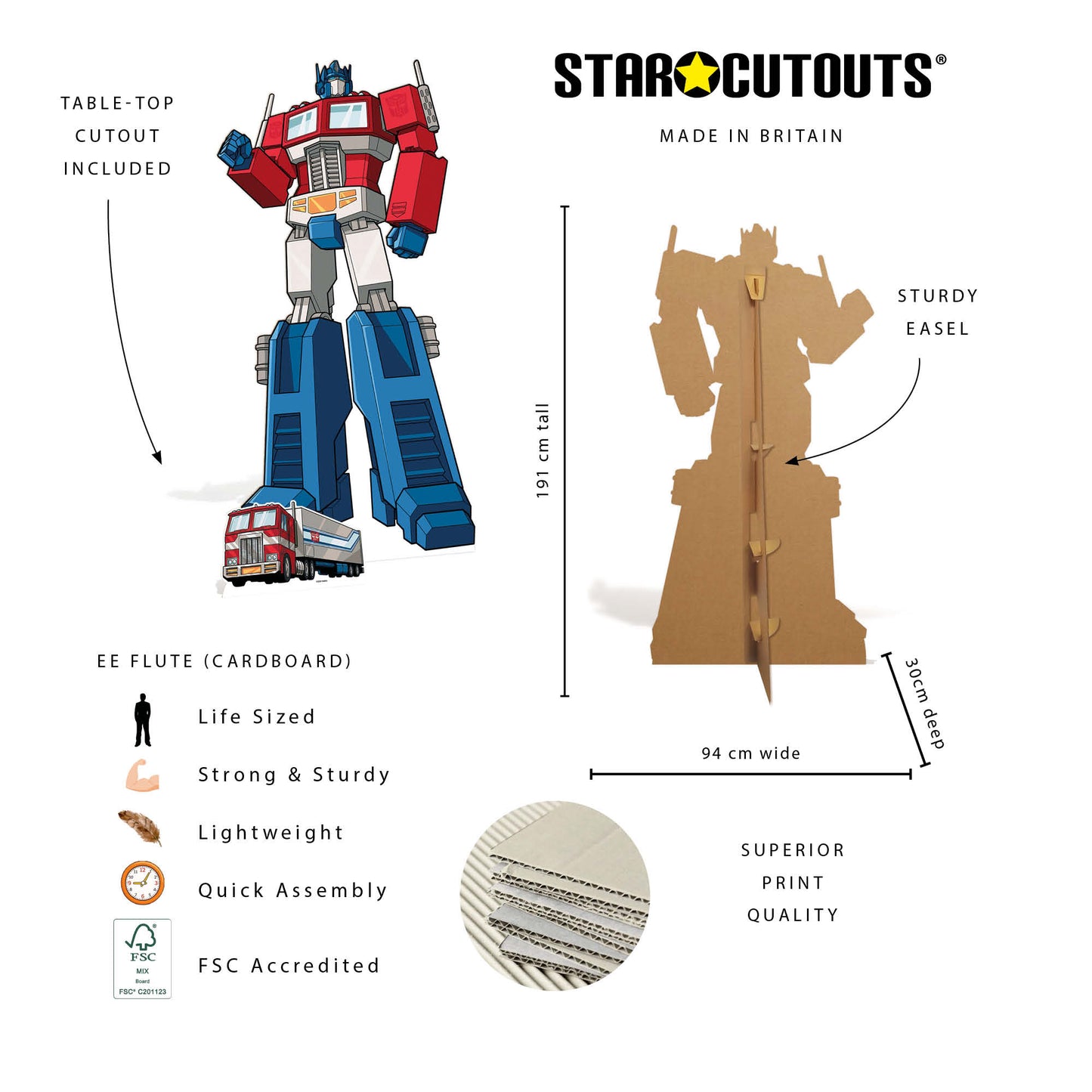 SC4927 Optimus Prime Transformers Animation Cardboard Cutout Height 191cm