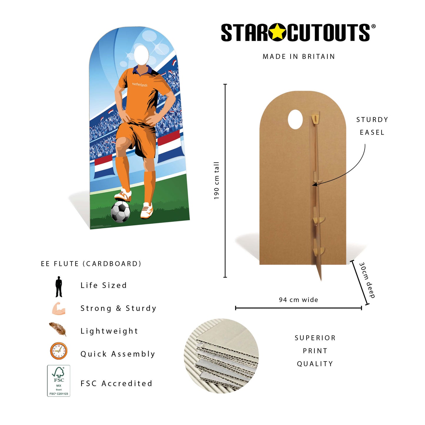 SC4940 Netherlands World Cup 2026  Football World Tournament Cup Stand-in Cardboard Cutout Height 190cm