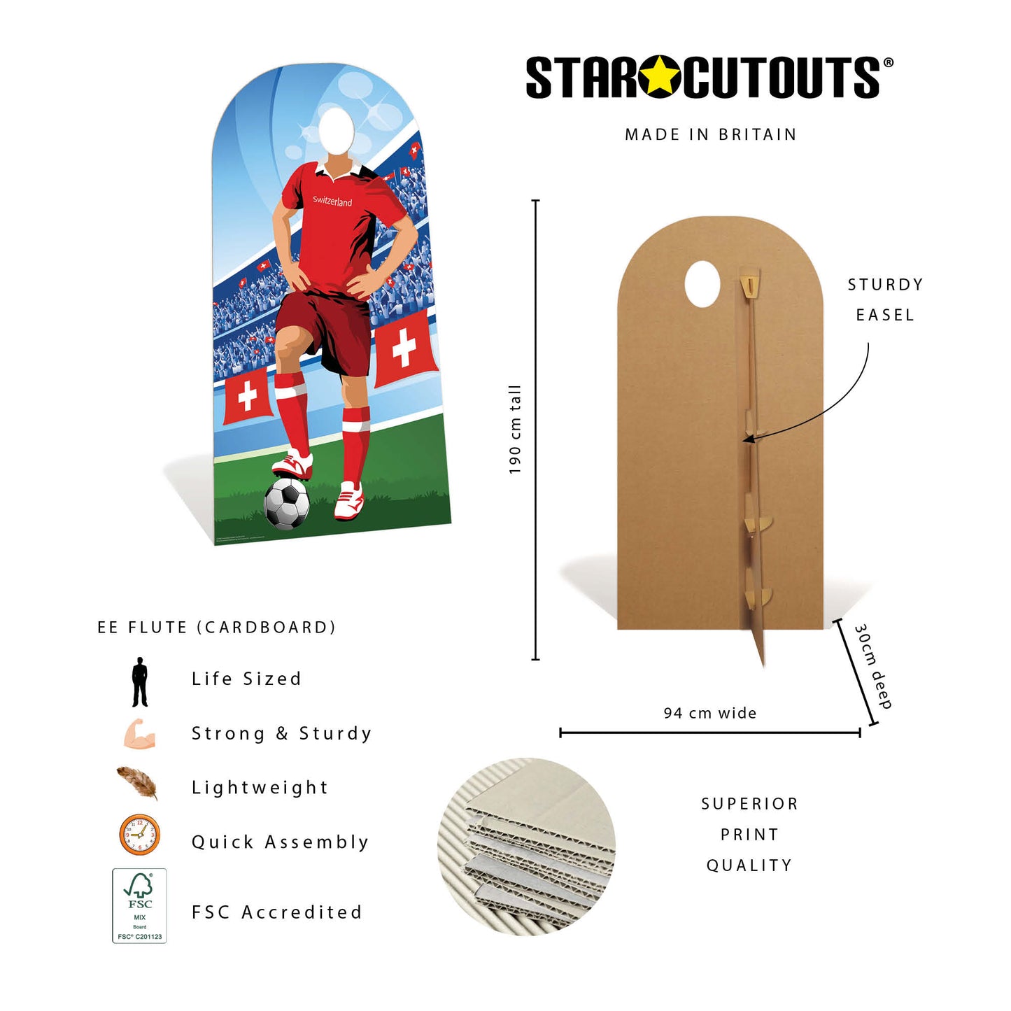SC4942 Switzerland World Cup 2026  Football World Tournament Cup Stand-in Cardboard Cutout Height 190cm