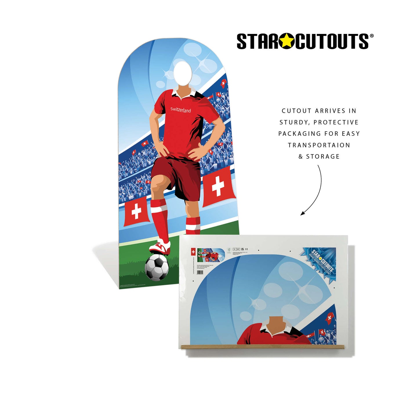 SC4942 Switzerland World Cup 2026  Football World Tournament Cup Stand-in Cardboard Cutout Height 190cm