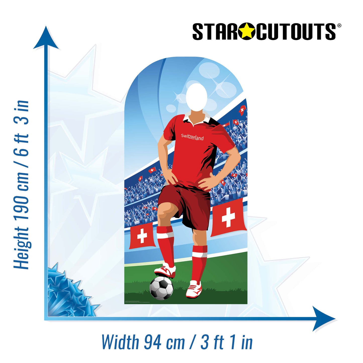 SC4942 Switzerland World Cup 2026  Football World Tournament Cup Stand-in Cardboard Cutout Height 190cm