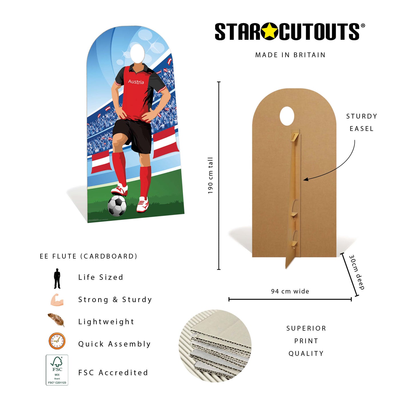 SC4943 Austria World Cup 2026 Football World Tournament Cup Stand-in Cardboard Cutout Height 190cm