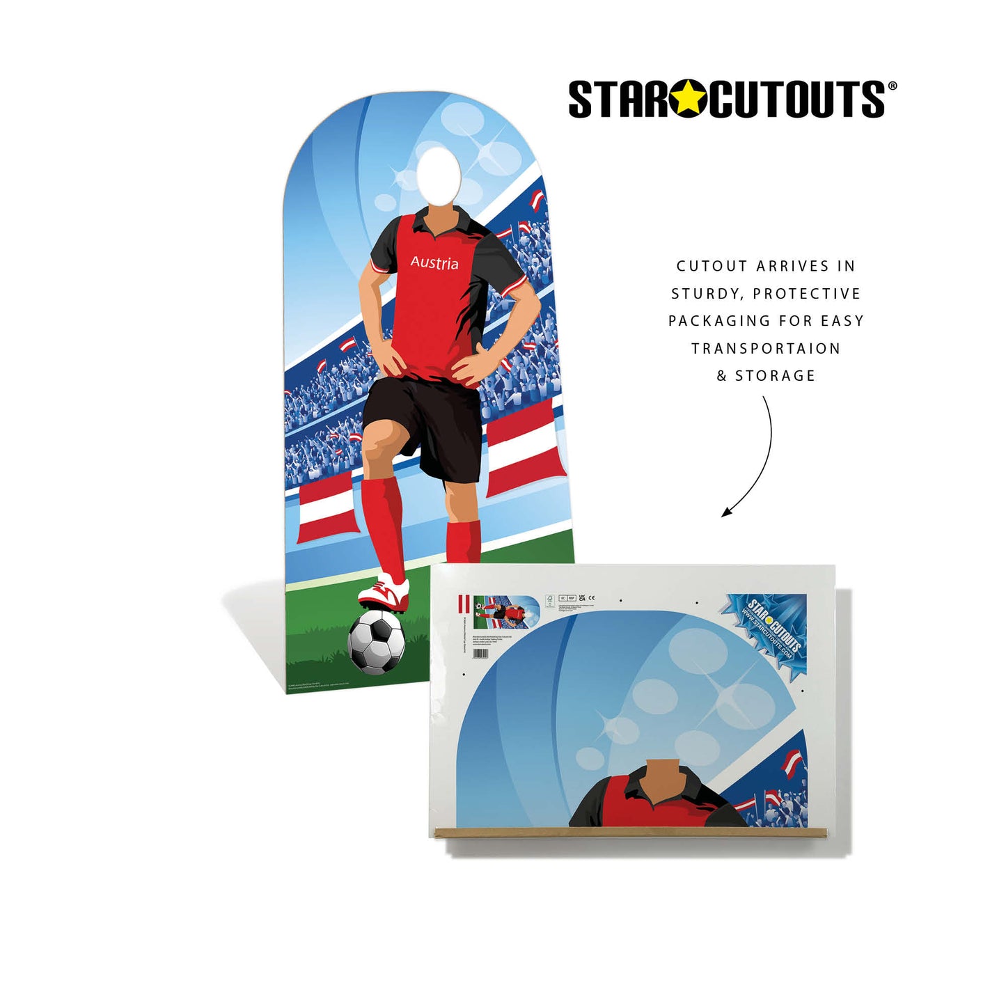 SC4943 Austria World Cup 2026 Football World Tournament Cup Stand-in Cardboard Cutout Height 190cm