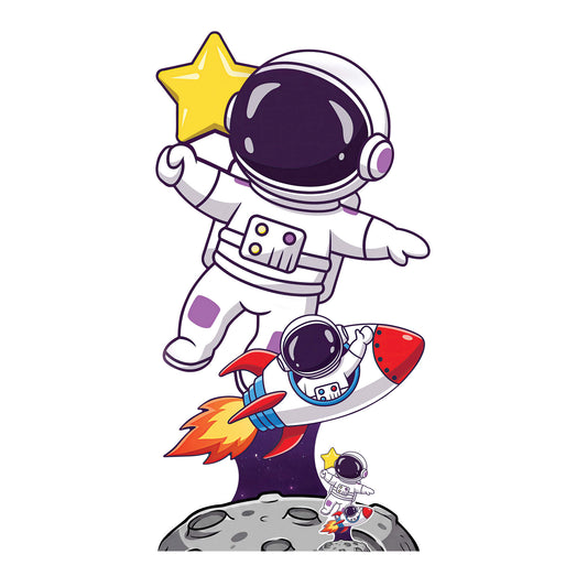 SC4954 Cartoon Cute Astronaut and Rocket Cardboard Cutout Height 179cm Includes Desktop