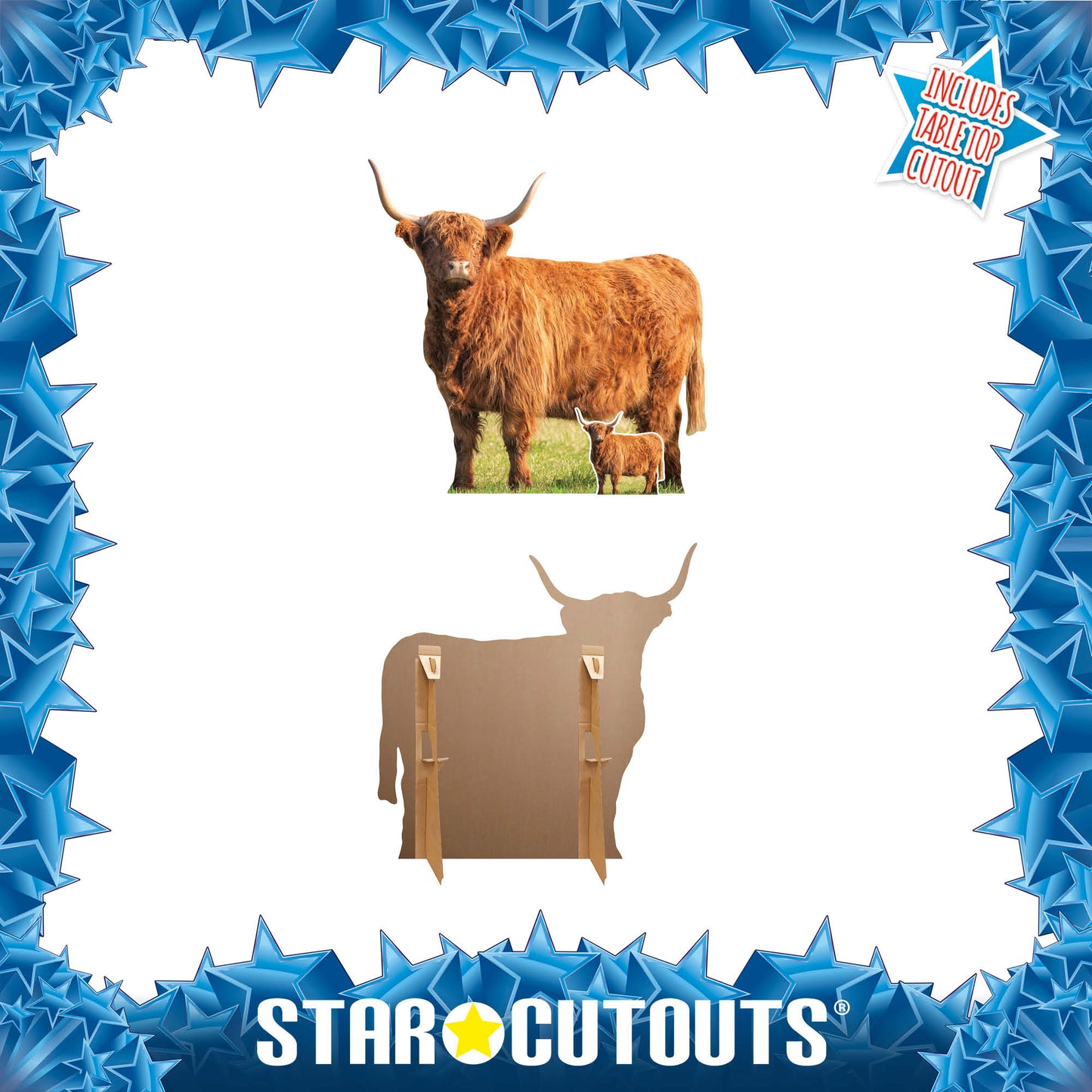 SC4955 Young Highland Cow in Meadow Cardboard Cutout Height 93cm