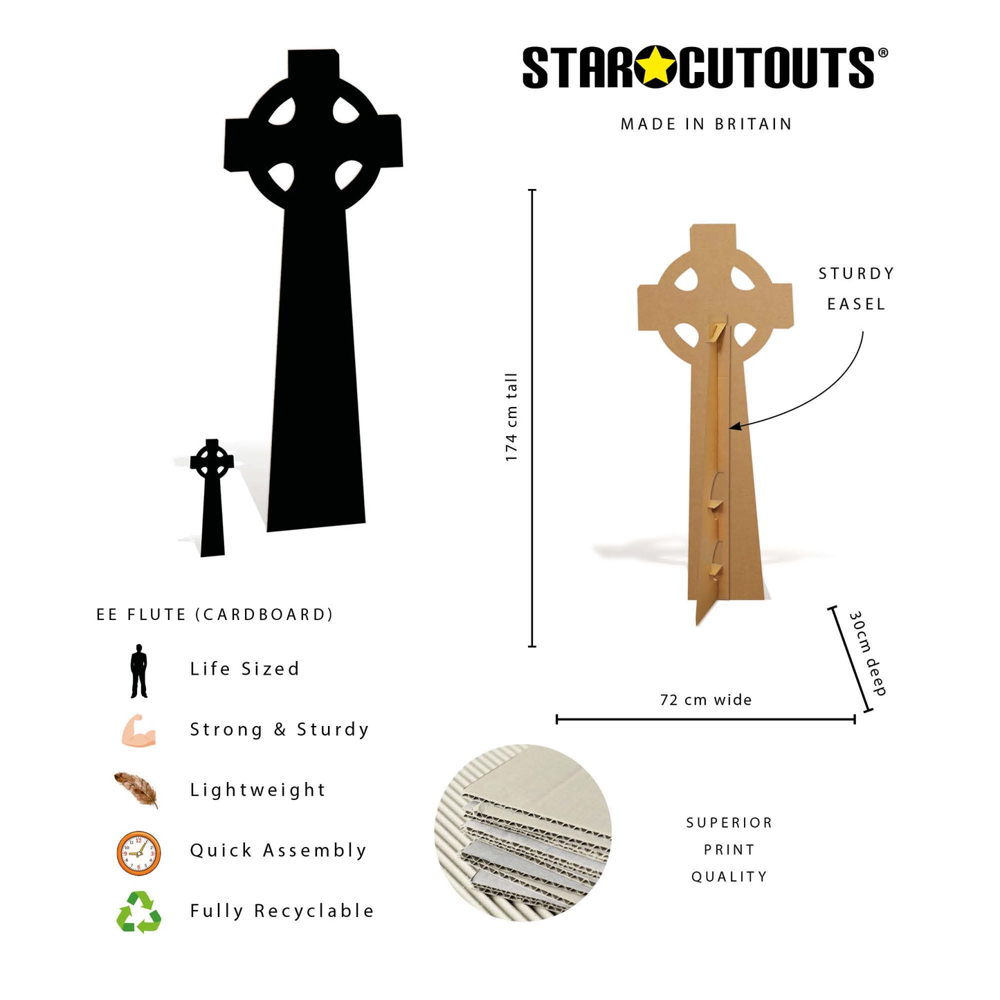 SC4959 Celtic Cross Black Silhouette Cardboard Cutout Height 174cm