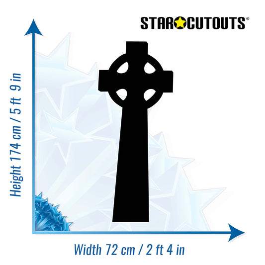 SC4959 Celtic Cross Black Silhouette Cardboard Cutout Height 174cm