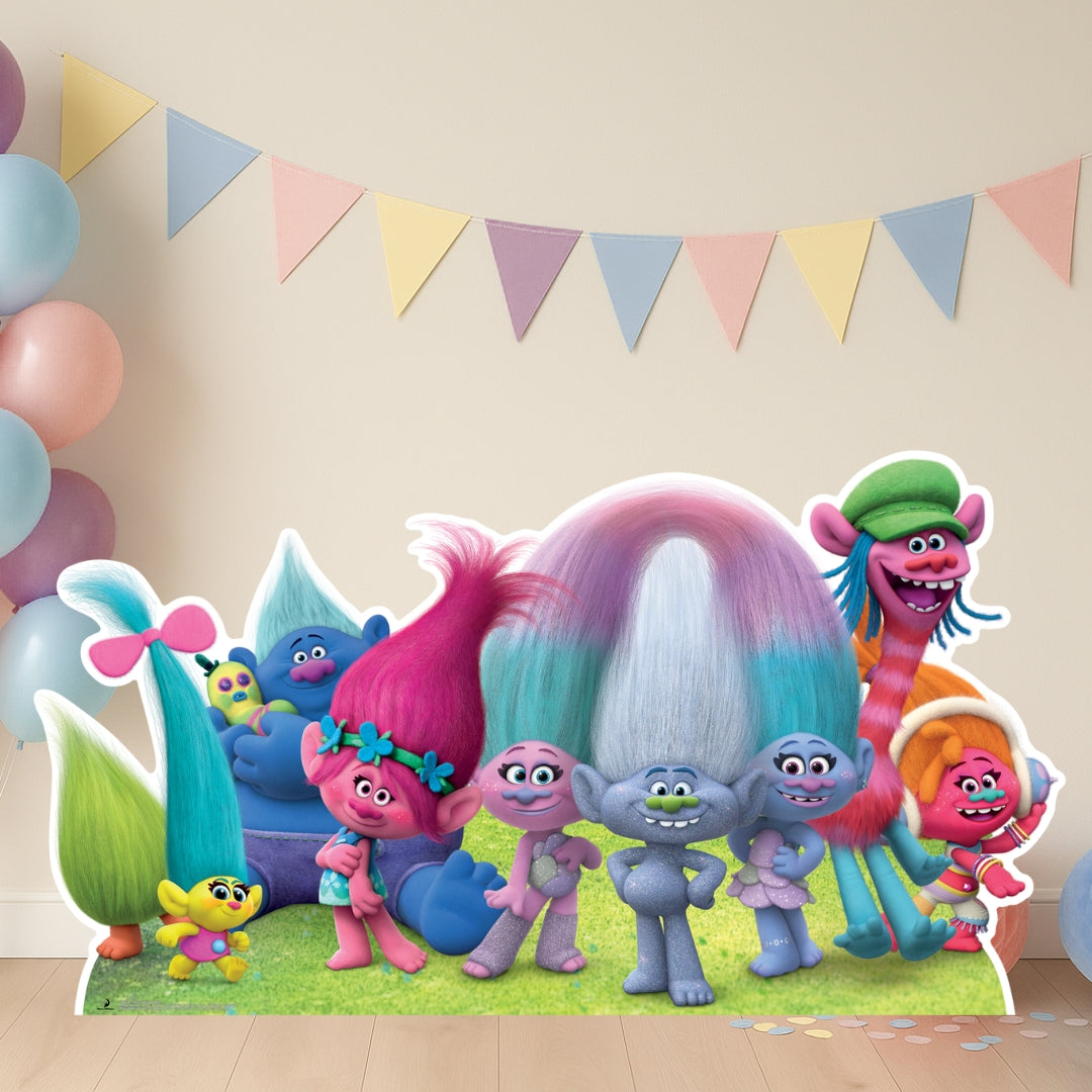 SC931 Trolls True Colours Group Cutout Cardboard Cut Out Height 81cm