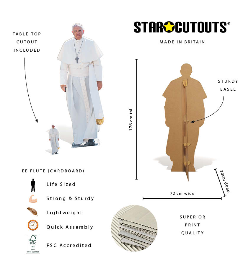 SC940 Pope Francis Cardboard Cut Out Height 176cm