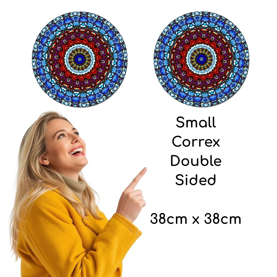 SCCIRCOR1DS - Small Printed Rigid Circle Correx Board, Poster, Sign, Double Sided Height 38cm