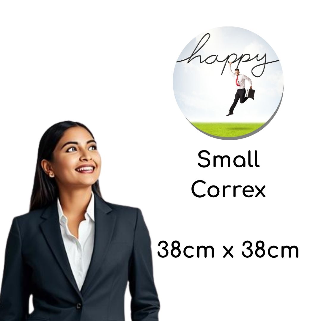 SCCIRCOR1 - Small Printed Rigid Circle Correx Board, Poster, Sign Height 38cm