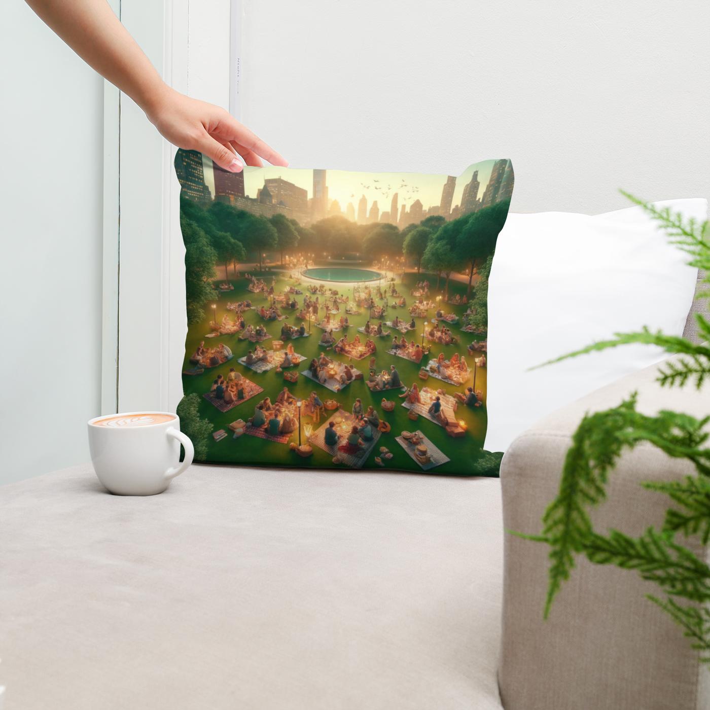 Picnic Sunset in Summer Cotton Cushion
