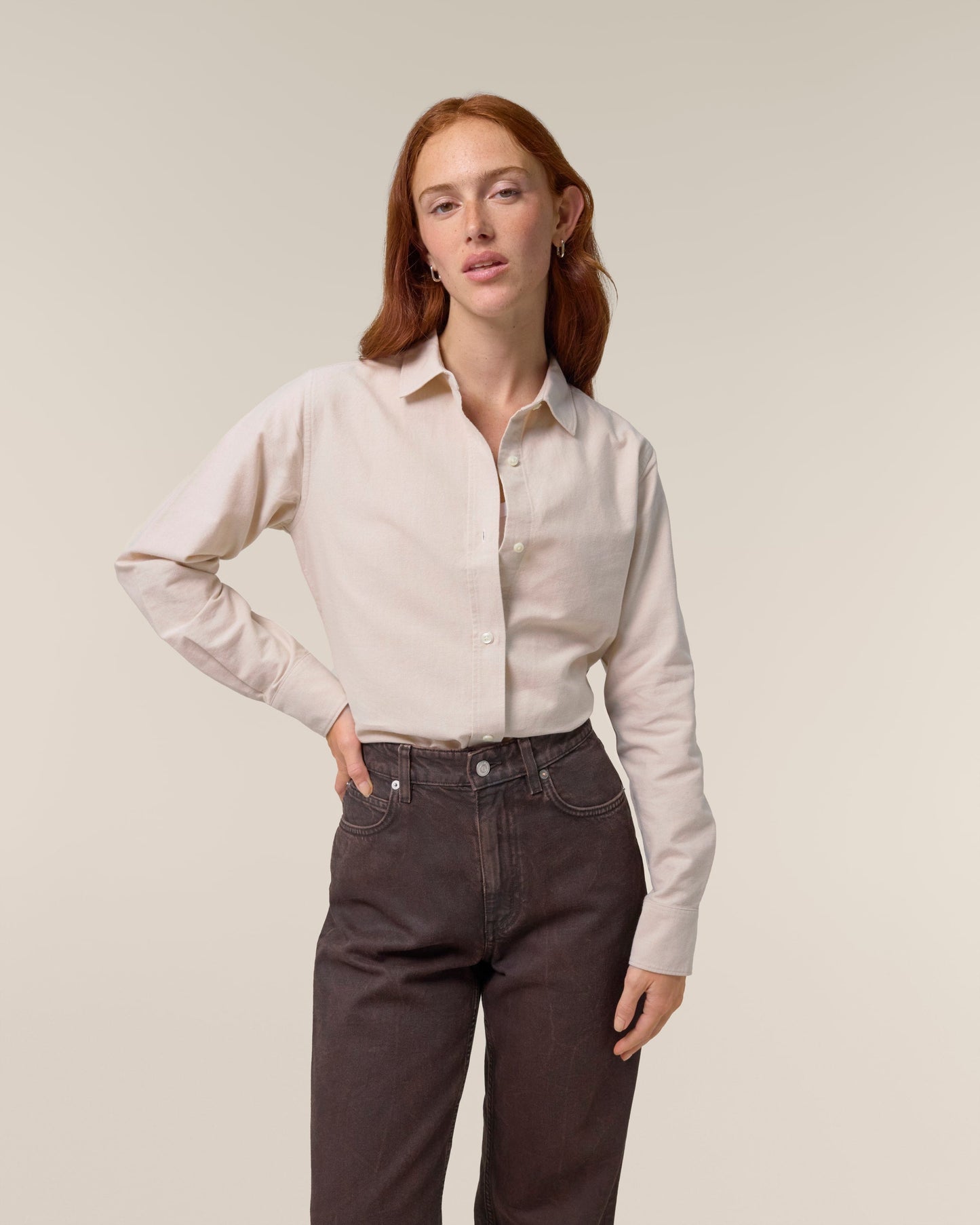 Organic Cotton Oxford Long Sleeve Shirt: Womens