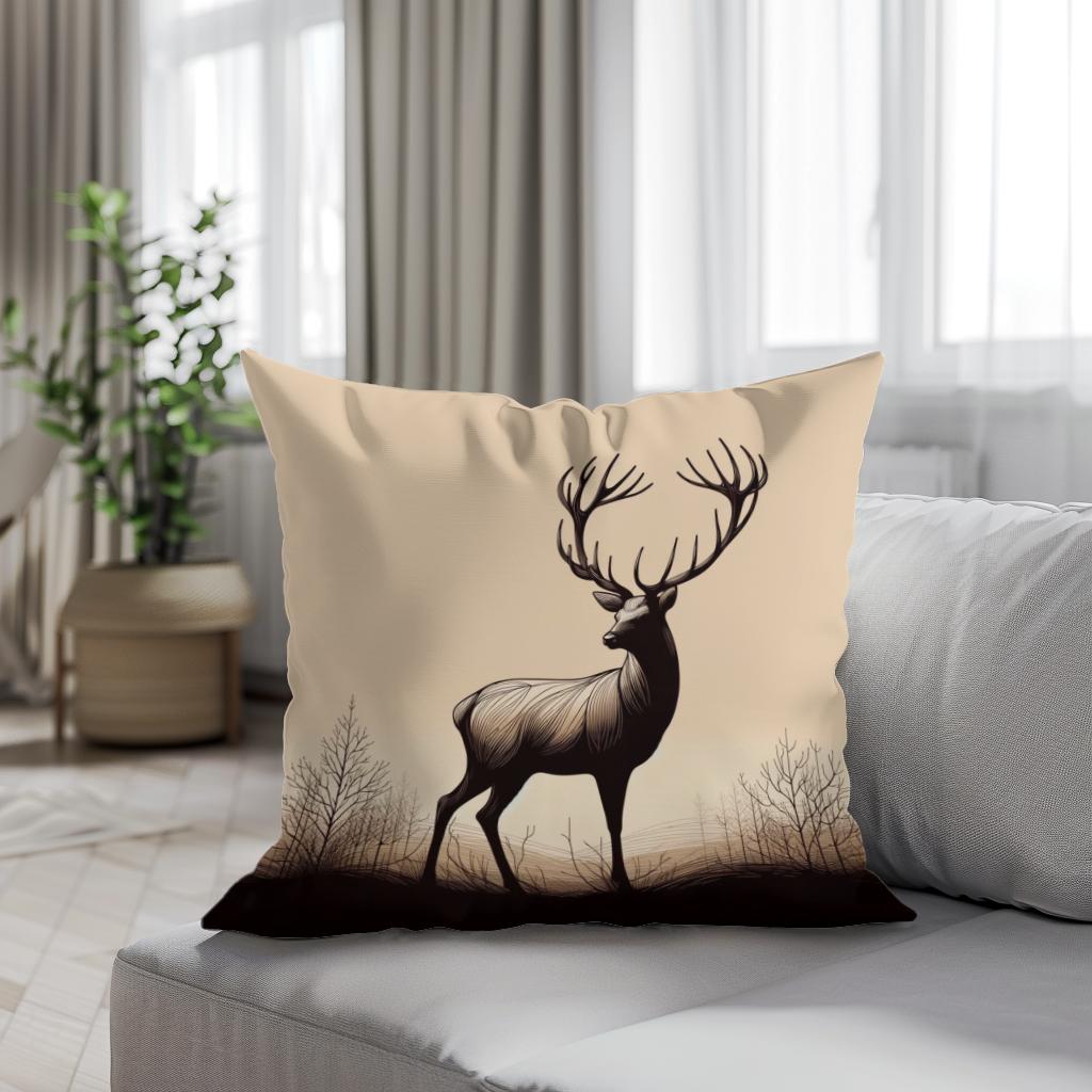Noble Stag Silhouette Cotton Cushion