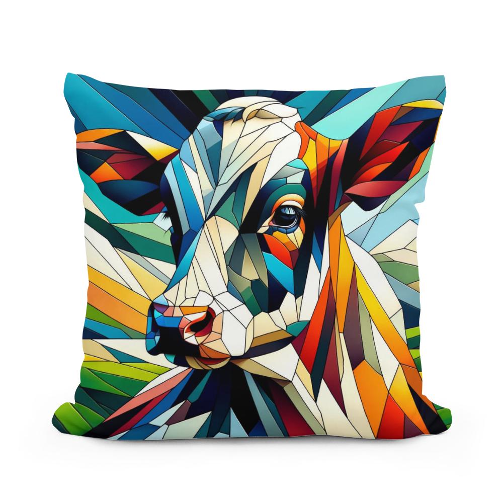 Cubist Contrast Cow Cotton Cushion