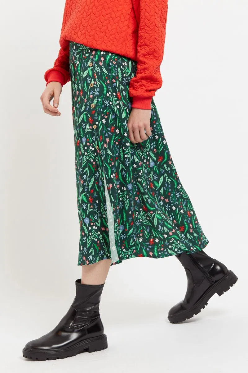 Louche Barney Folk Floral Print Midi Skirt in Multi