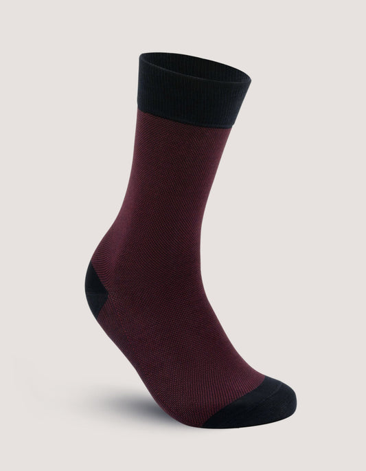 Maroon Birds Eye Cotton Socks