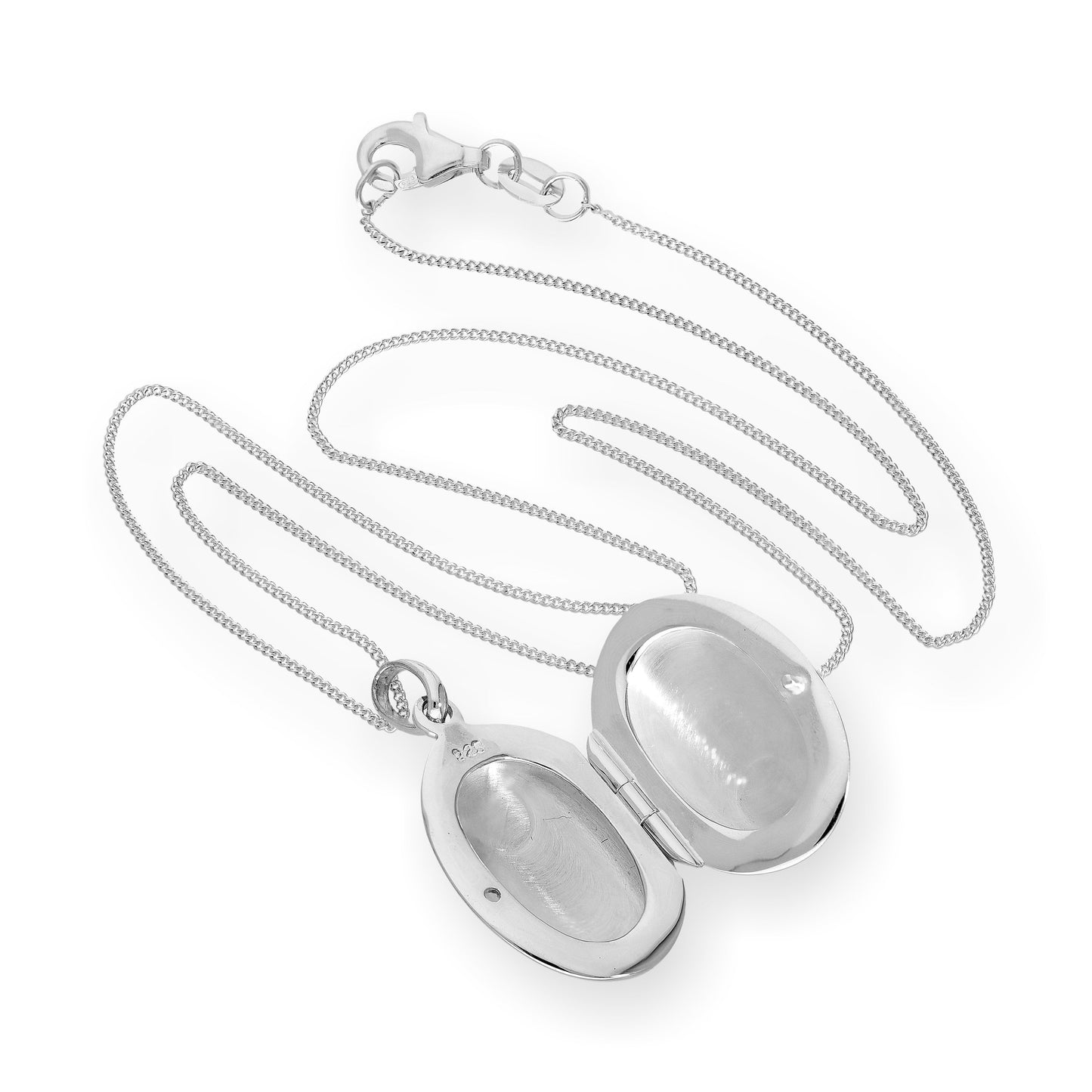 Sterling Silver Oval Engravable Locket on Chain 16 - 22 Inches