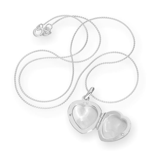 Sterling Silver Engraved Heart Locket on Chain 16 - 22 Inches