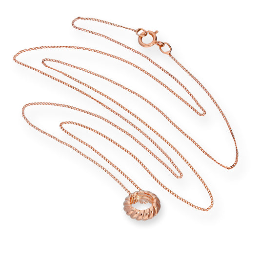 9ct Rose Gold Woven Karma Circle Pendant Necklace 16 - 18 Inches