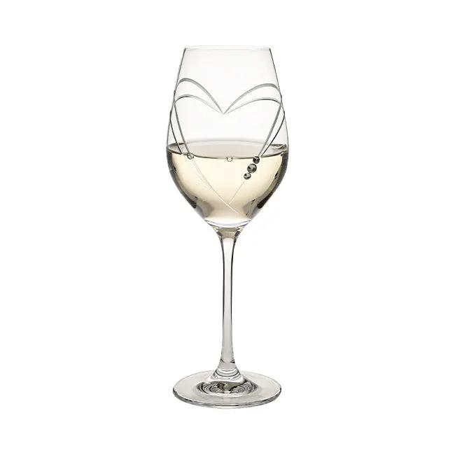 Diamante Wine Glass with Heart Shaped Cut - In Gift Box