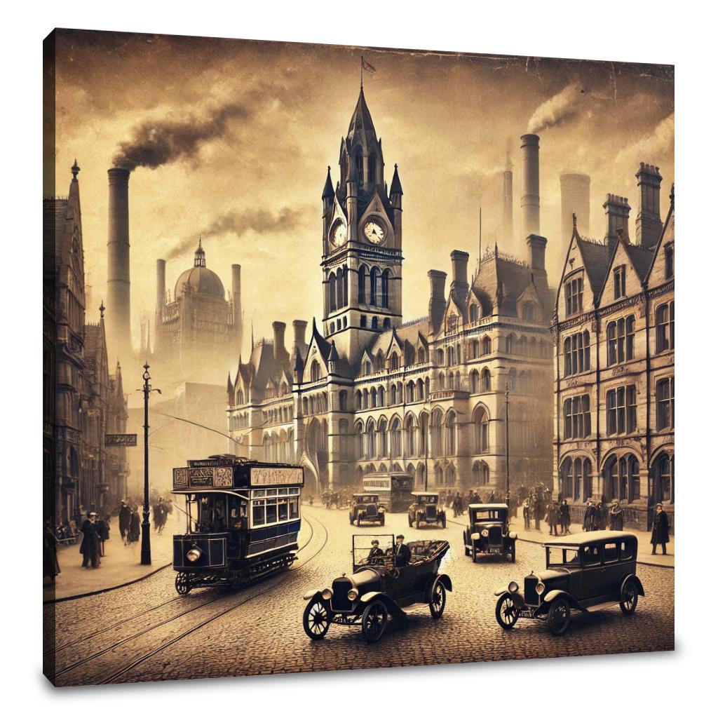 Vintage Manchester Charm Canvas