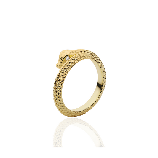 [PRE-ORDER] Medusa Gold Snake Ring with Cubic Zirconia Eyes