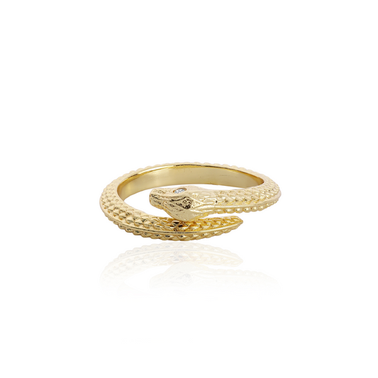 [PRE-ORDER] Medusa Gold Snake Ring with Cubic Zirconia Eyes