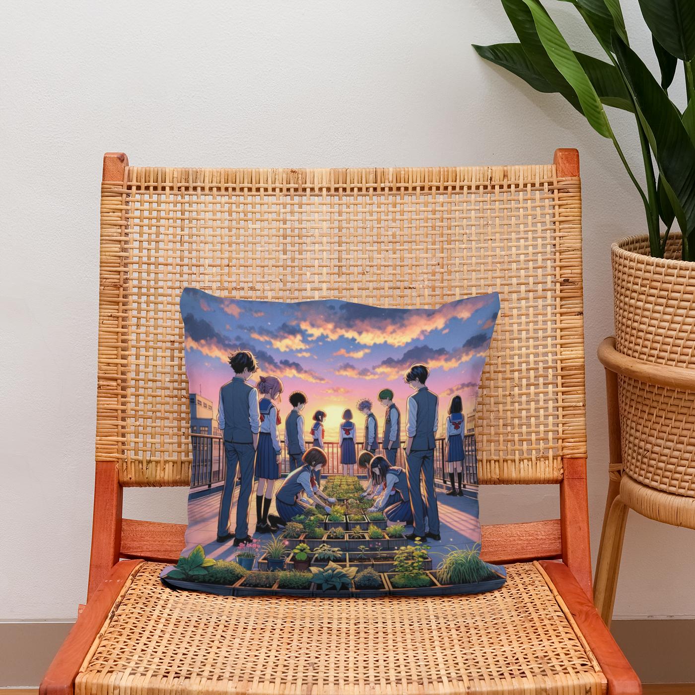 Rooftop Dreamscape Cotton Cushion