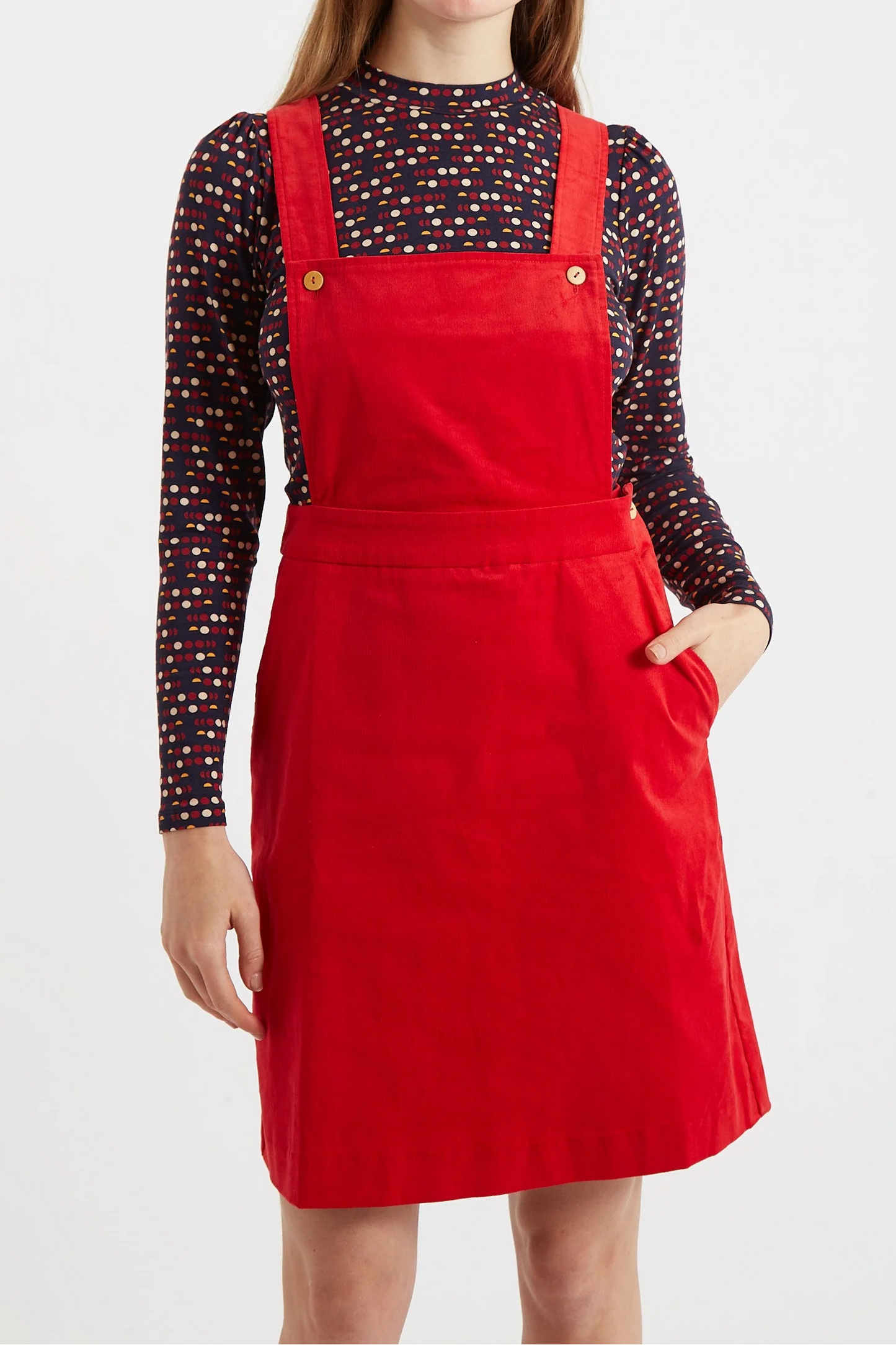 Sofiya Baby Cord Mini Pinafore Dress - Red