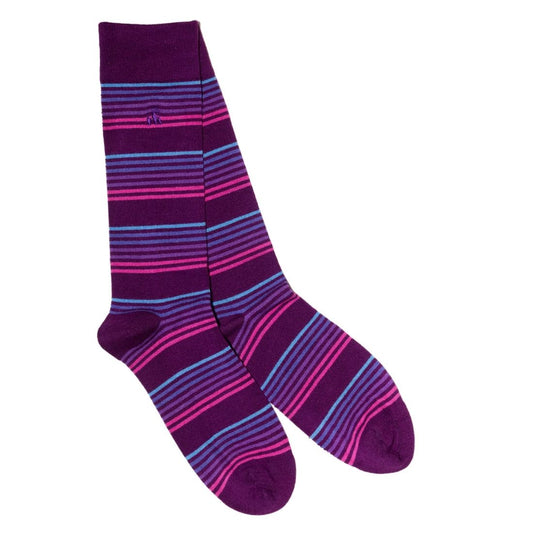 Purple Narrow Striped Bamboo Socks