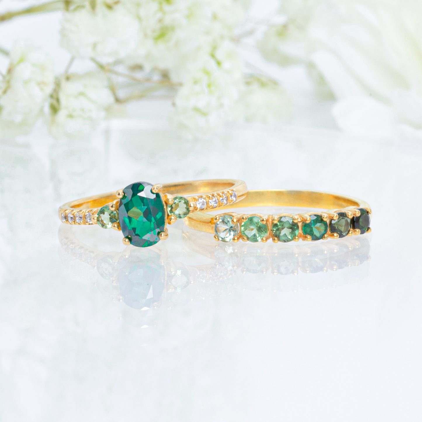 Ombre Green Tourmaline Eternity Band in 18k Gold Vermeil
