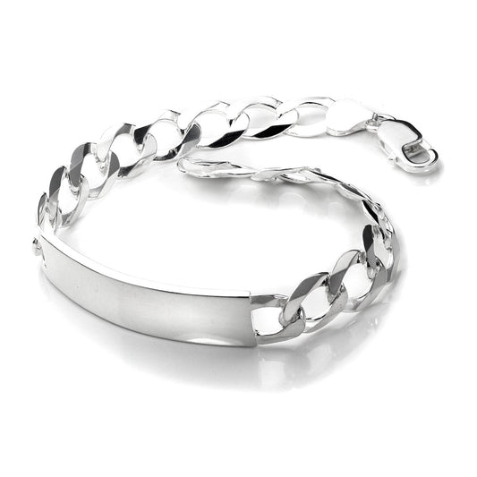 Sterling Silver Open Curb Identity ID Bracelet