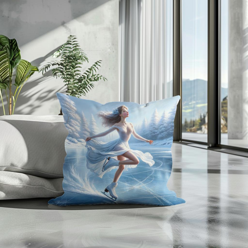Elegant Ice Skater Cotton Cushion