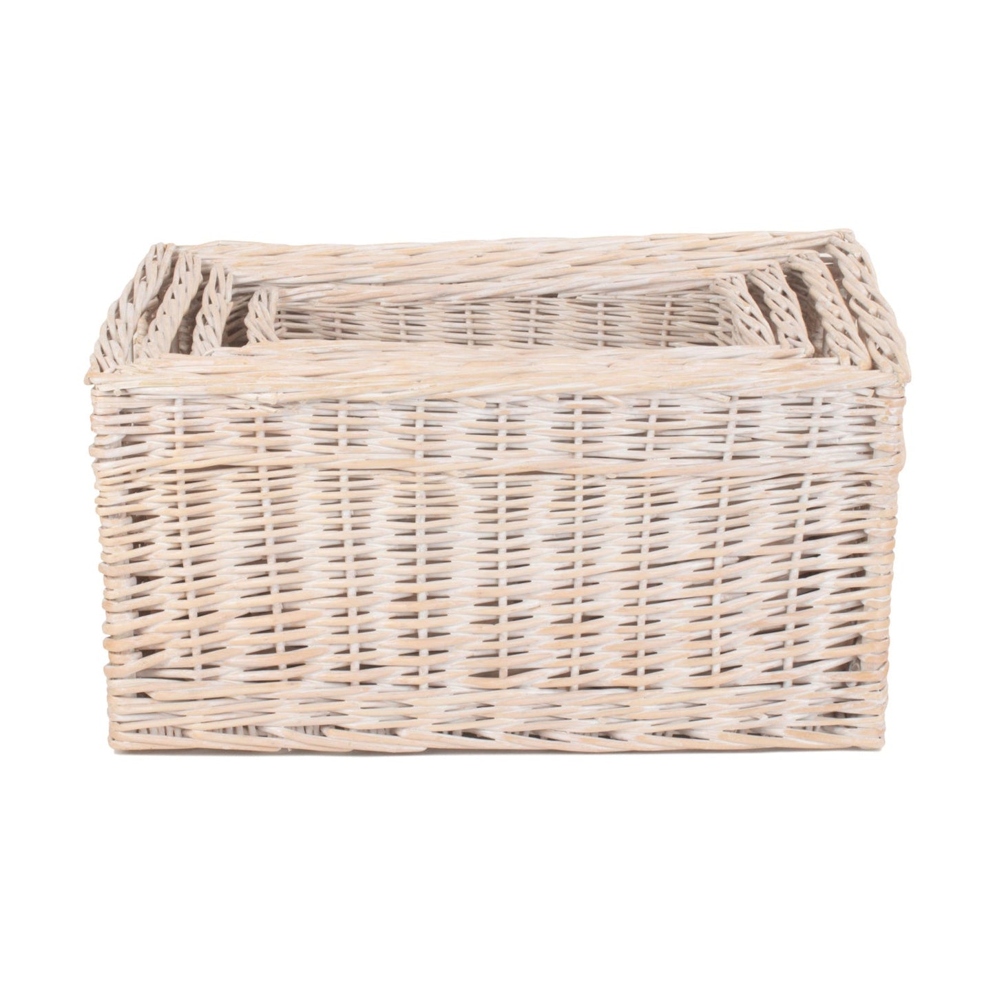White Wash Willow Storage Basket Set 4