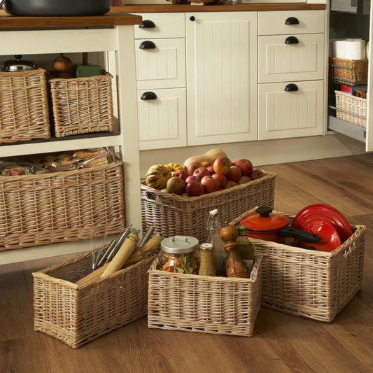 White Wash Willow Storage Basket Set 4