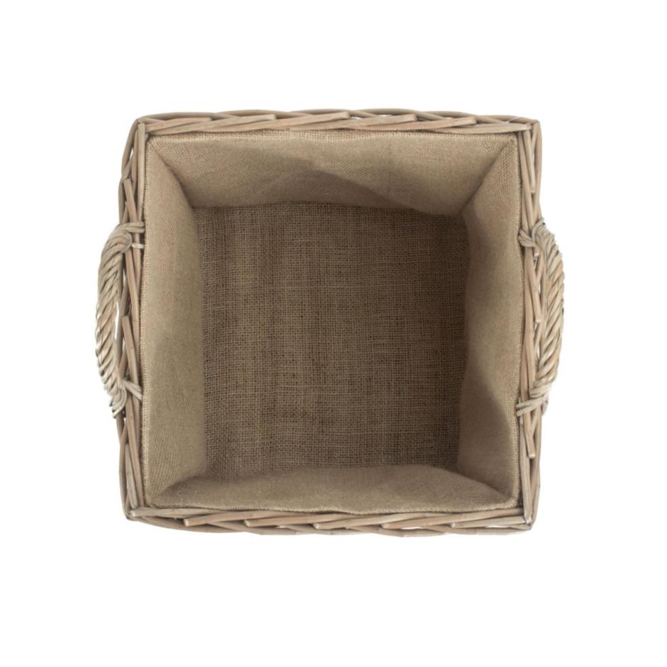 Medium Square Lined Wicker Log Storage Basket