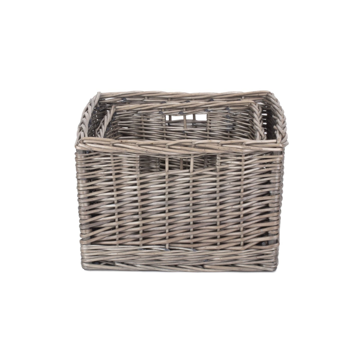 Square Antique Wash Willow Storage Basket Set 2