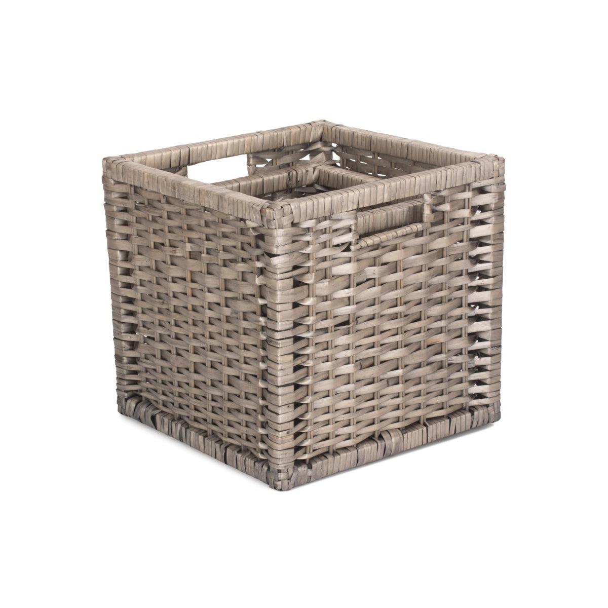 Wooden Framed Split Willow Storage Basket Set 2
