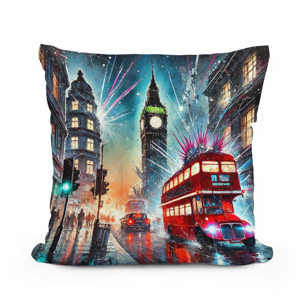 Neon Chaos London Cotton Cushion