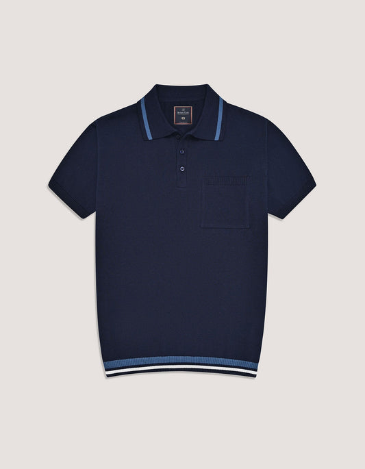 Navy Plain Fine Knit Polo