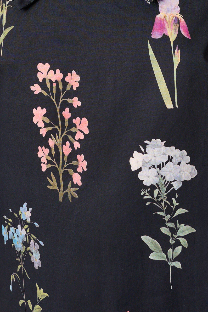 Dixie Flower Press Print Balloon Hem Midi Skirt - Multi