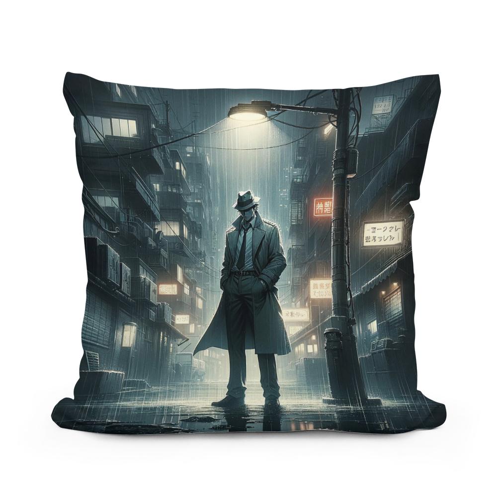 Urban Noir Mystery Cotton Cushion