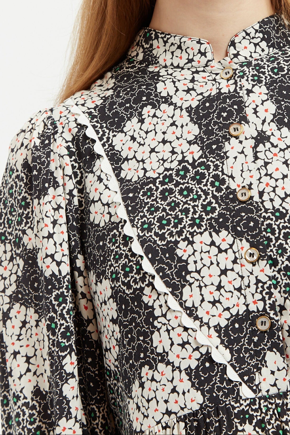 Suzanne Flower Patch Mini Dress Black/White