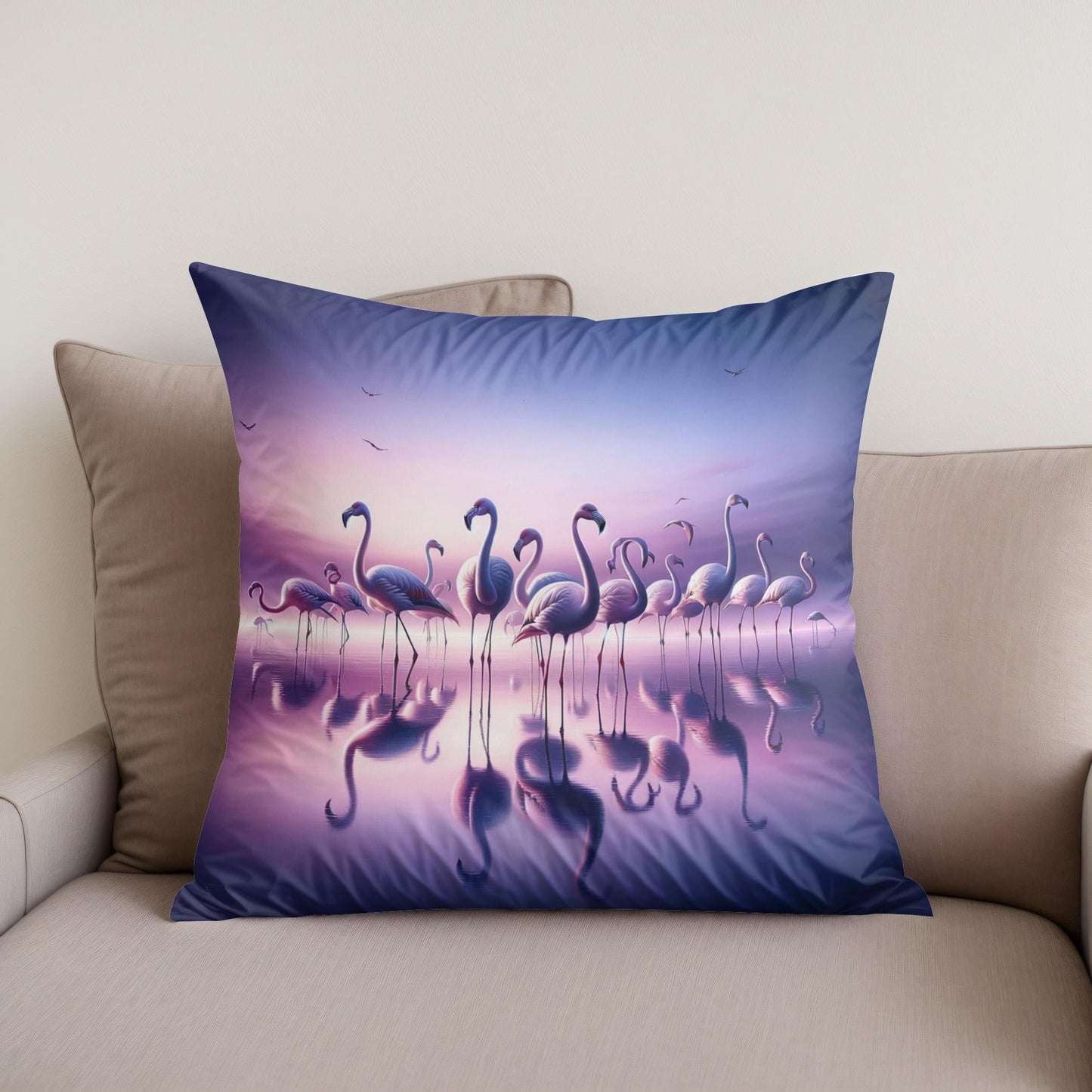 Twilight Flamingo Cotton Cushion