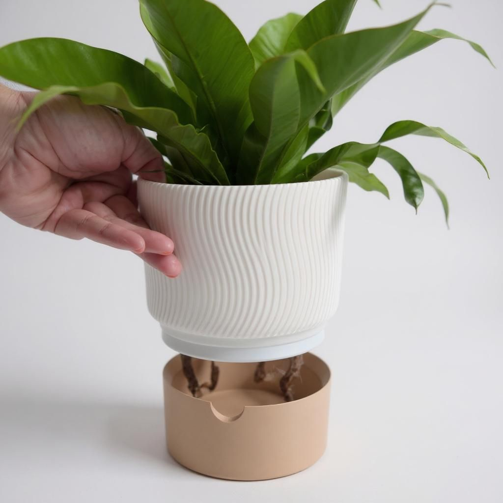 Ribbed Planter Set | 2-Piece Self-Watering Plant Pots | Stylish Home Decor