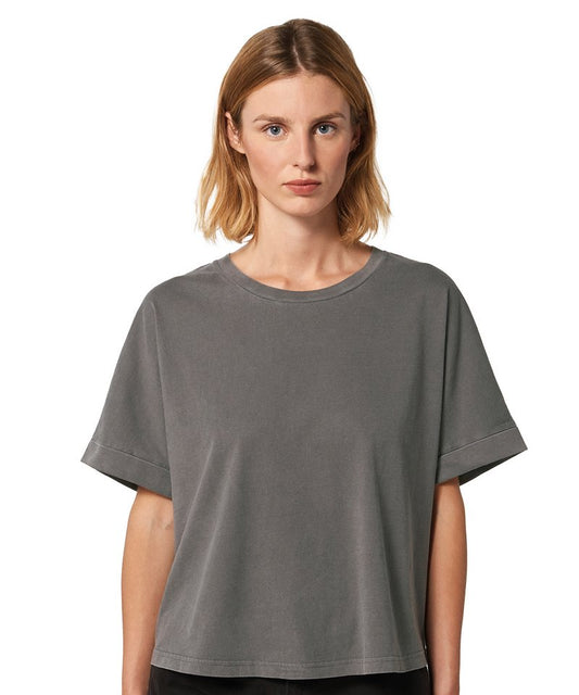 Organic Garment Dyed Roll Sleeve T-shirt: Womens